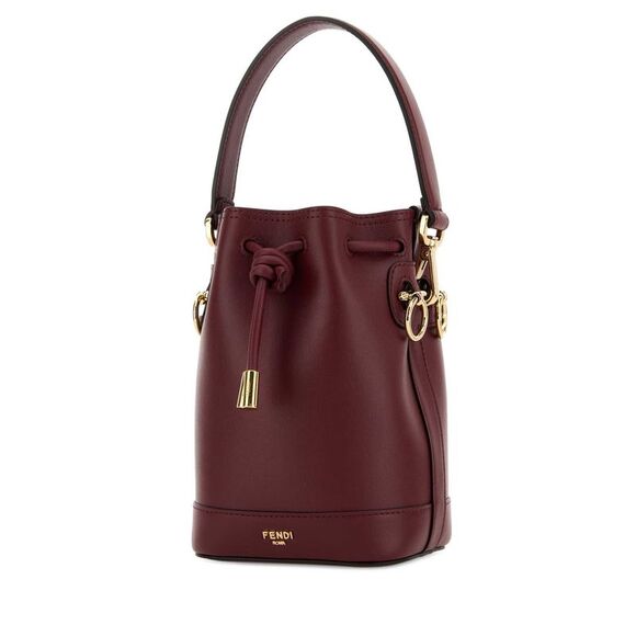 Fendi Women Burgundy Leather Mon Tresor Bucket Bag - Picture 2 of 2